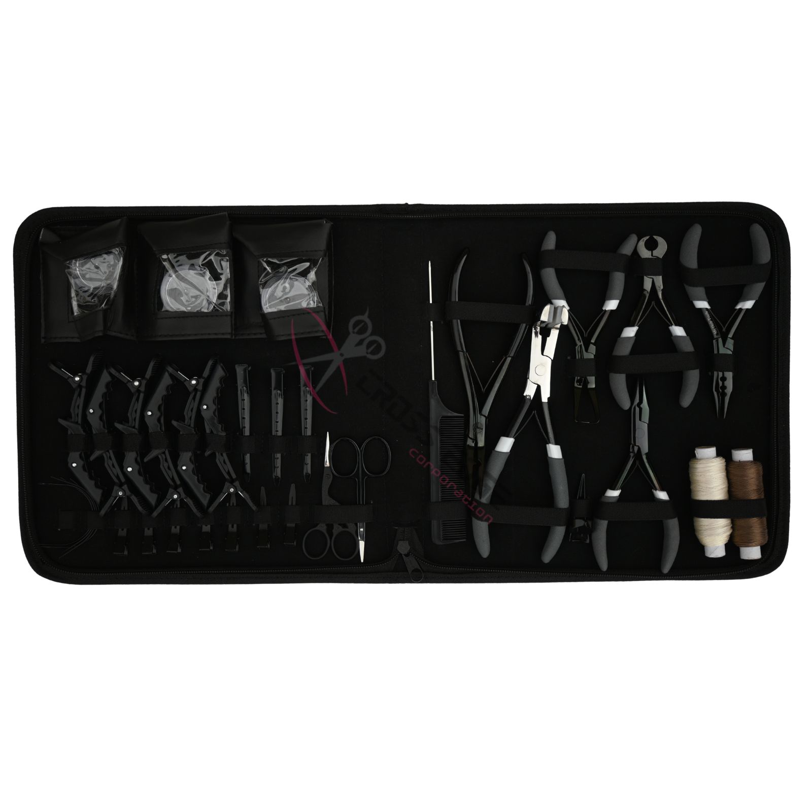 Black 3 Hair extension tools kit