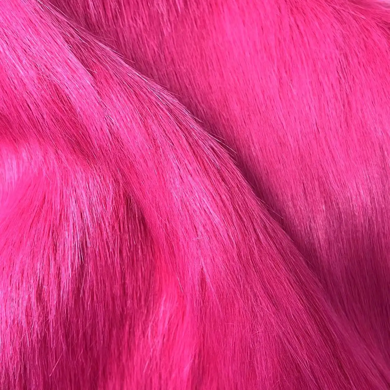 Babbie गुलाबी ठोस डाई लंबे बाल पशु फर फॉक्स नकली फर अशुद्ध एक प्रकार का जानवर फर