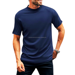 男式180克梭织t恤正式设计，实心印花刺绣图案圆领短袖 - Product Image 2