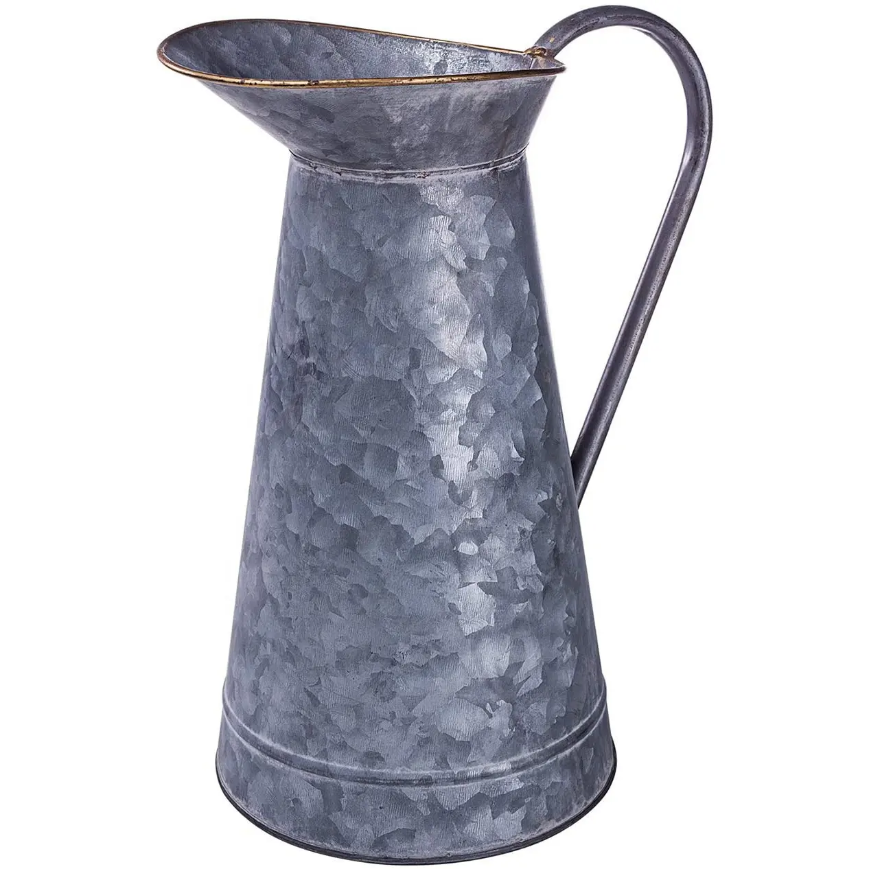 Vaso in metallo zincato vaso in metallo stile rustico brocca in metallo con fiori artificiali di lavanda decorazioni per la casa della fattoria