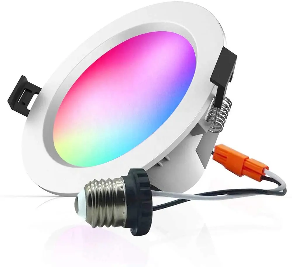 مصباح سقف LED ذكي 5 وات ، 9 وات ، 15 وات ، قاعدة E27 قياسية أمريكية ، إضاءة ساقطة LED RGB