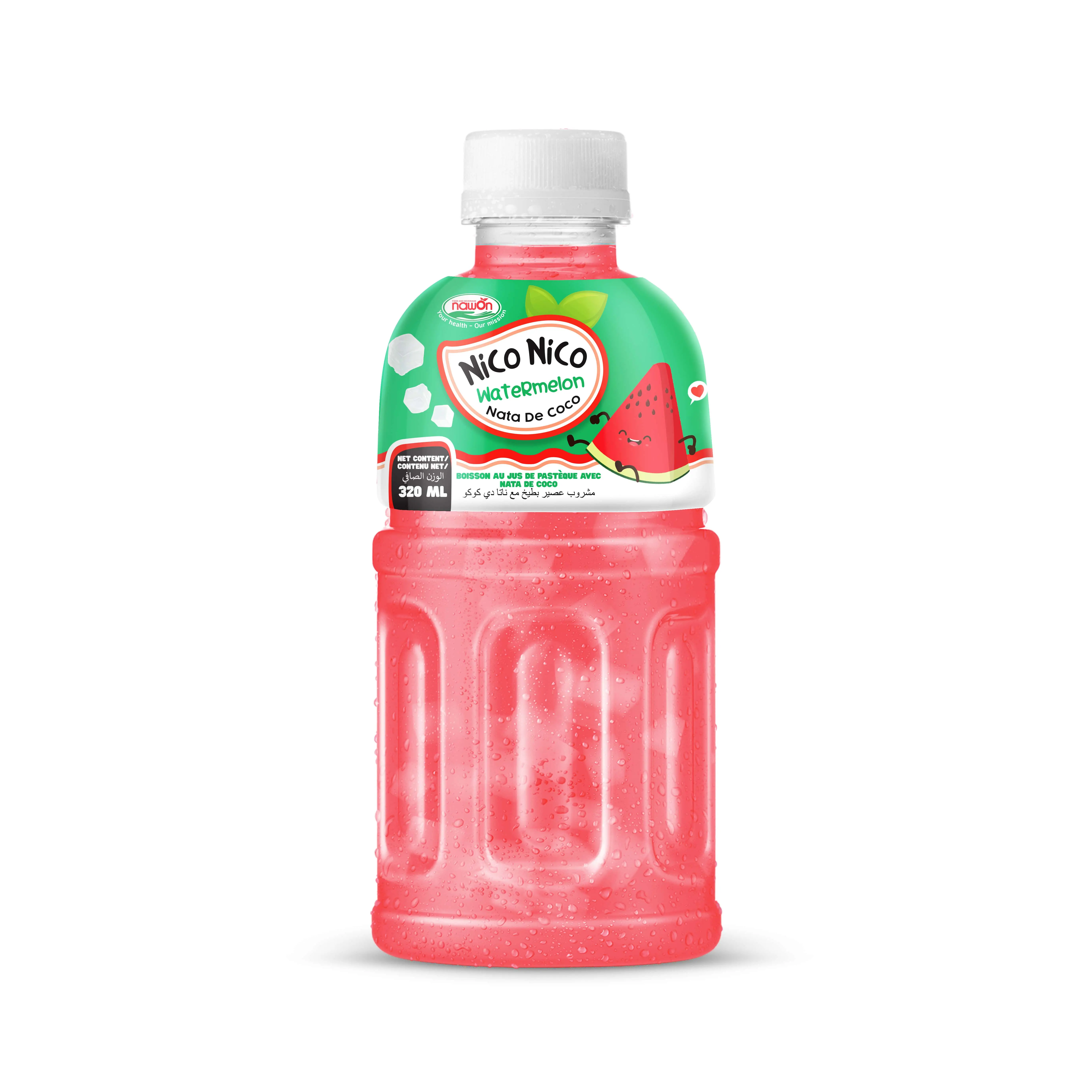 Free Label Design 325ml NAWON Nata de Coco Drink Fruit Juice with Jelly Nata de Coco Watermelon OEM/ODM Beverage Manufacturer