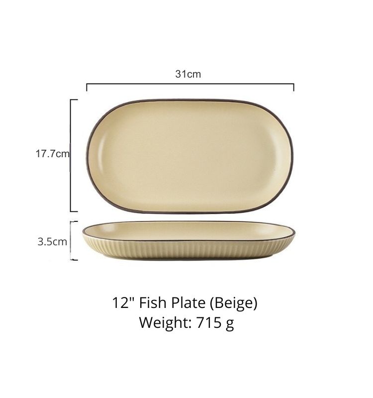 12-inch oval Plate (Beige)