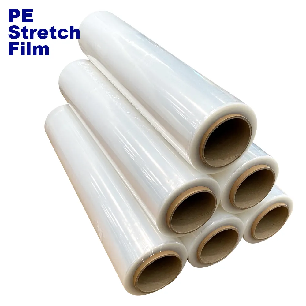 Produttore di pellicola trasparente per imballaggi industriali disponibile in 20 e 25 micron, che offre pellicola in plastica trasparente stretch PE