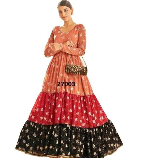 Anarkali kurti churidar Quần phù hợp với với dupatta thêu thủ công mặc giản dị phụ nữ mặc trên & dưới cặp mùa hè mặc 2024