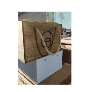 Factory Gray Wood Crate Box with Rope Handle for Storage Closet Cabinet Organizers Boxes <strong>Container</strong> Organizing Decorative - Product Image 3