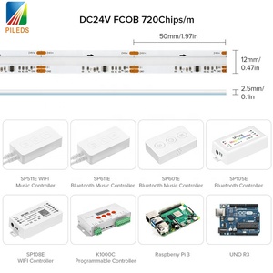 High-Density 320 <strong>LED</strong>/m Flexible COB <strong>LED</strong> Light Bar RGB Colorful Addressable 24V/12V FOB Switch 12mm PCB Width Without <strong>LED</strong> Spots - Product Image 5