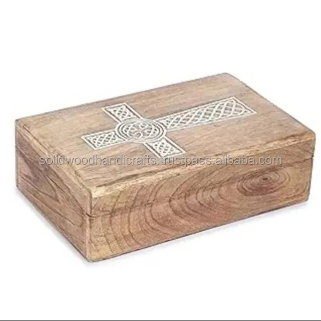 صندوق مجوهرات بنمط حديث منحوت يدويًا لون بني مزخرف صناديق خشبية منحوتة للحرف اليدوية صناديق خشبية لتخزين الهدايا