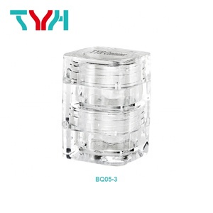 (BQ05-3) 10ML Square Shape Clear Color Cosmetics Jars、Stackable Small Jar (Cap + Middle + Base) - Product Image 3