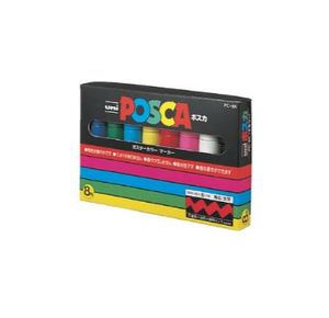 Uni POSCA маркер для рисования-широкий наконечник для долота, 8-цветная упаковка, PC8K8C - Product Image 1