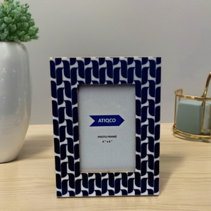 Cubic Bone Inlay Photo <strong>Frame</strong> Mosaic Grid Pattern MDF <strong>Frames</strong> Black Lines Modish Picture Holder <strong>Frame</strong> Decor/ Gifts /Display Accent - Product Image 3
