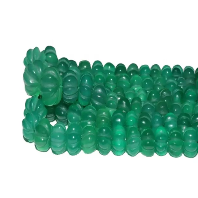 Perles rondes naturelles en Onyx vert, sculptées à la main, en vrac, pierres précieuses, prix incroyable