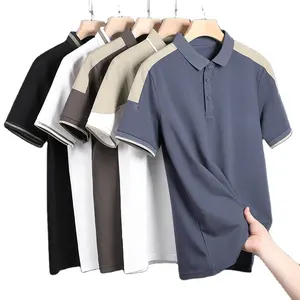 OEM custom logo design ice silk thin polo shirt men's short-sleeved T-shirt dad wear business lapel half-sleeved t-shirt