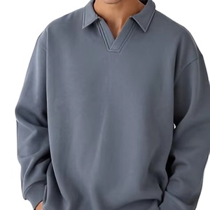 实心翻领男士运动衫最新新款男士休闲服运动衫 - Product Image 1