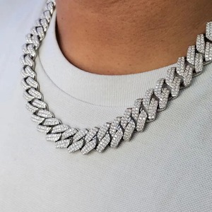 שרשרת קישור קובן באיכות גבוהה vvs moissanite שרשרת קישור מיאמי היפ הופ שרשראות משובחות עבור גברים ונשים