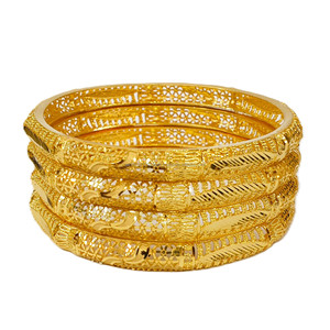 4Pcs Adorable Bangles Set <strong>Dubai</strong> 24KT Gold Plating 4GRM Sleek Design Ensemble De 4 Adorables Bracelets Plaques or 24 Carats - Product Image 4