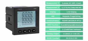 Acrel AMC72L-E4 Digital Power Meter Data Logger con Display LCD RS485 Modbus-RTU uscita analogica per 3 fasi - Product Image 5