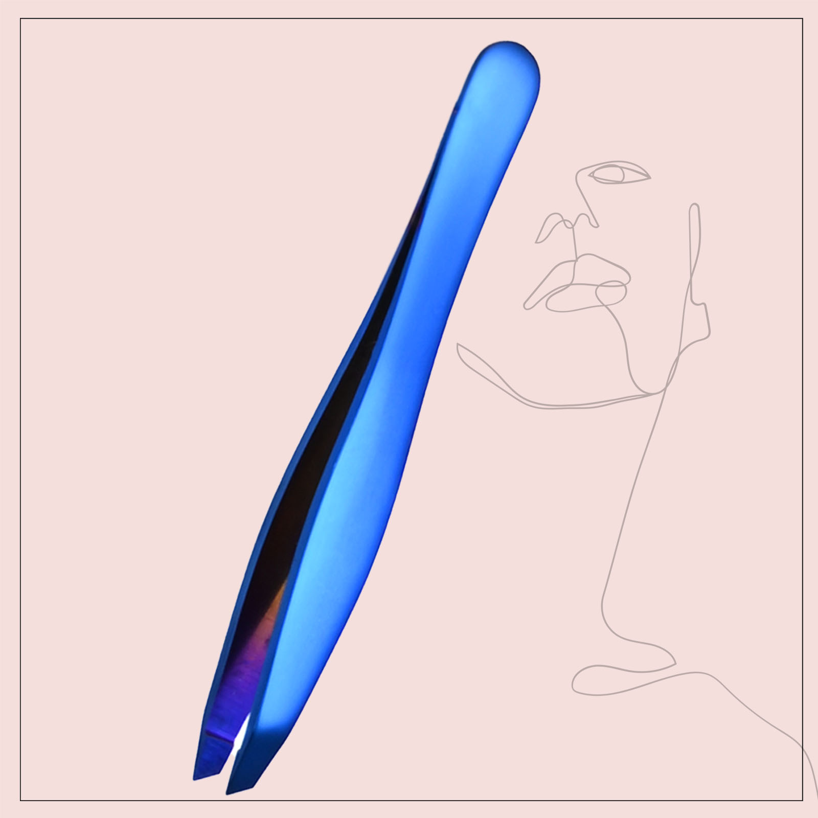 Pince à épiler biseautée bleue pour sourcils