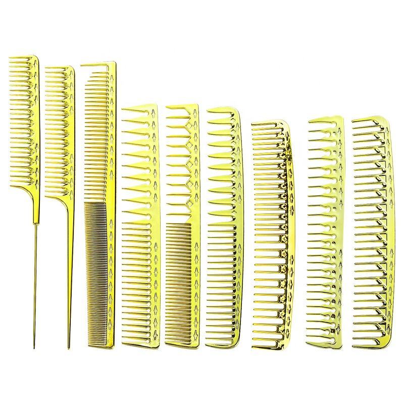 9 pcs Gold Plating Hair Cutting Comb