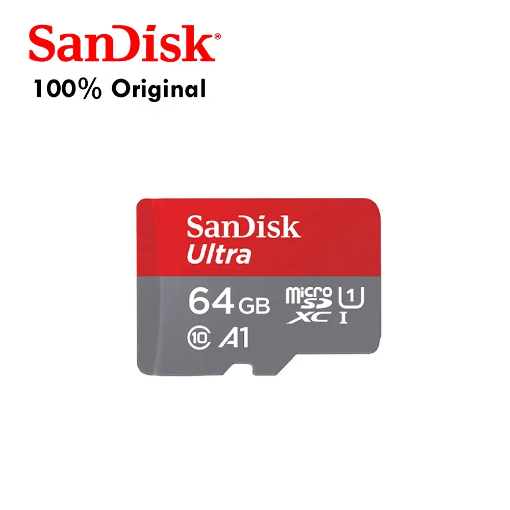 Carte mémoire SanDisk 64 Go 140 Mo/s, C10, U1, Full HD, A1, carte Ultra Micro SD-SDSQUAB-064G-GN6MN