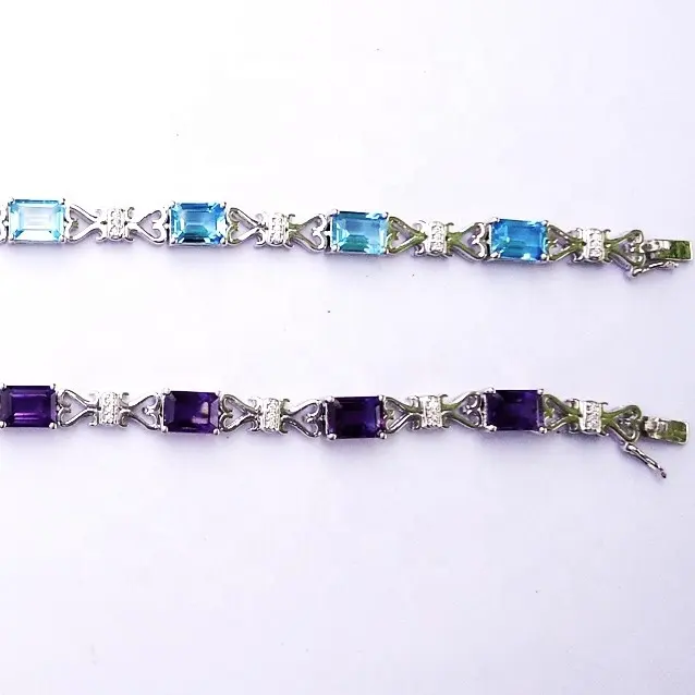 Melhor Pulseira Atacado Jóias Artesanais Pedras Naturais 925 Sterling Silver Gemstone Bracelet