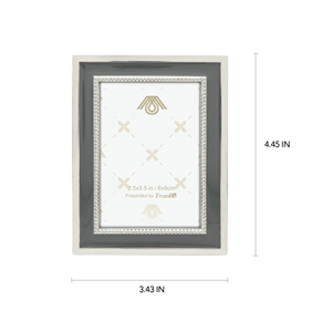 锌合金相框，矩形，灰色，平纹设计，2.5 "X 3.5"