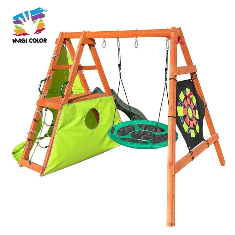 बच्चों के खेल के मैदान उपकरण लकड़ी स्लाइड स्विंग सेट पिछवाड़े के लिए w01d282