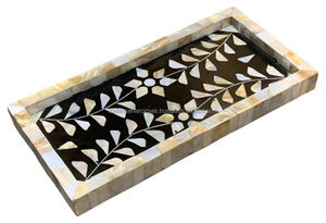 Handmade Luxury Mother of Pearl Tray Beautiful Shell <strong>Inlay</strong> Design for Gifting and Serving - Product Image 4