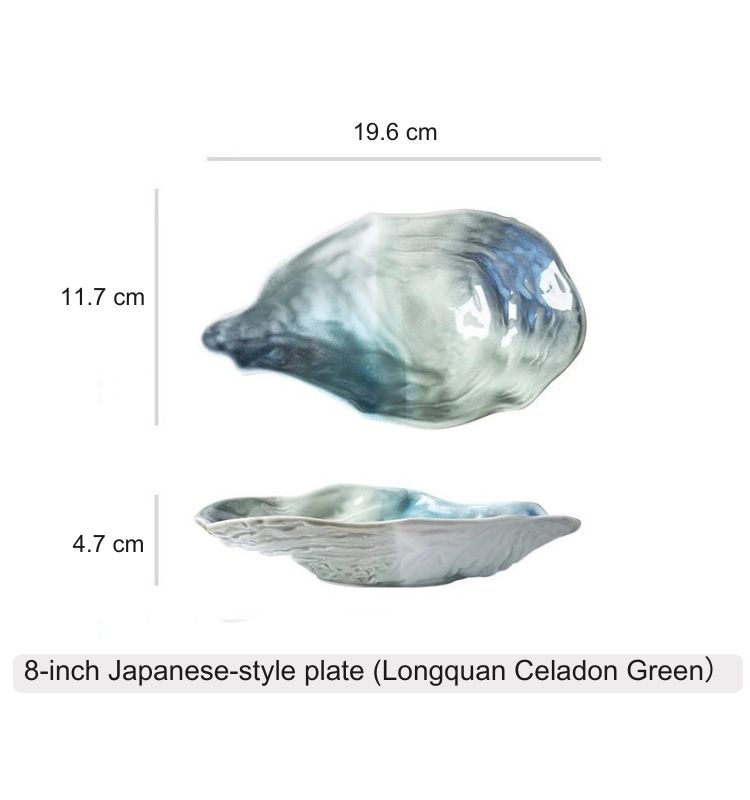 8-inch Japanese-style plate - Longquan Celadon Green