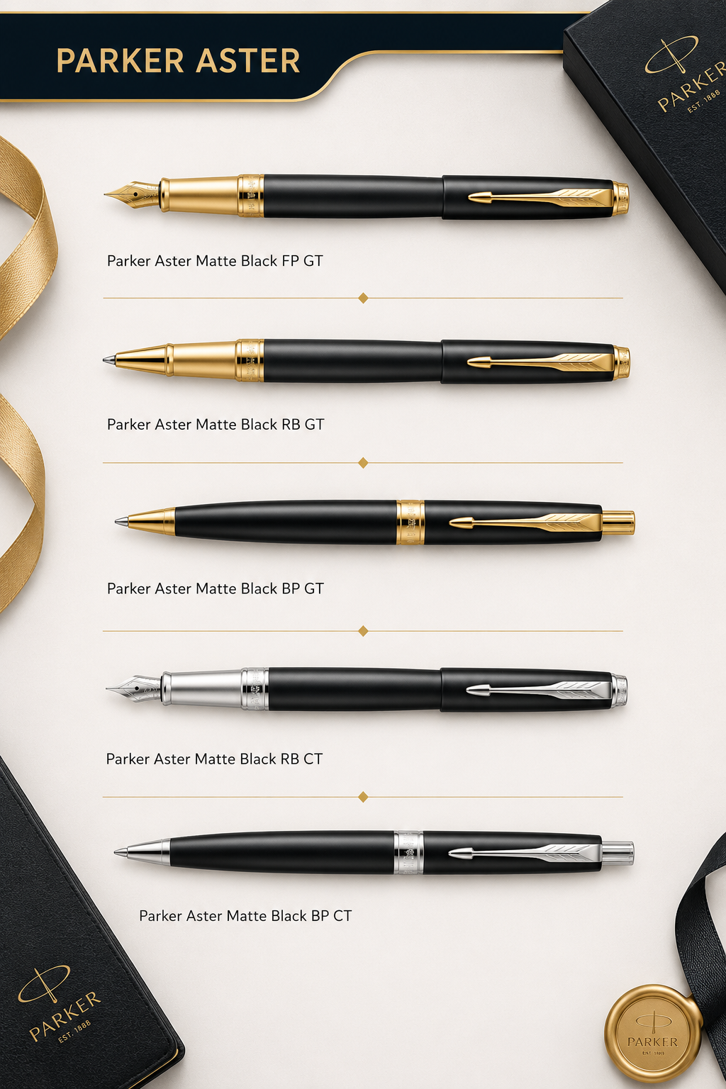 Matte Black with (Gold & Silver)