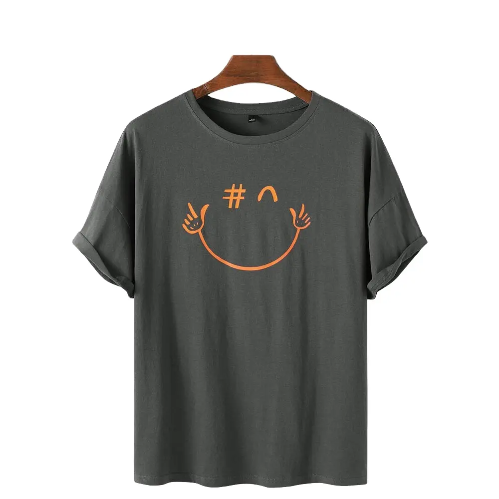 Camiseta sonriente con cara feliz para hombre, camiseta lisa personalizada de cualquier color, lisa, teñida, informal, hecha en 100 algodón, de punto