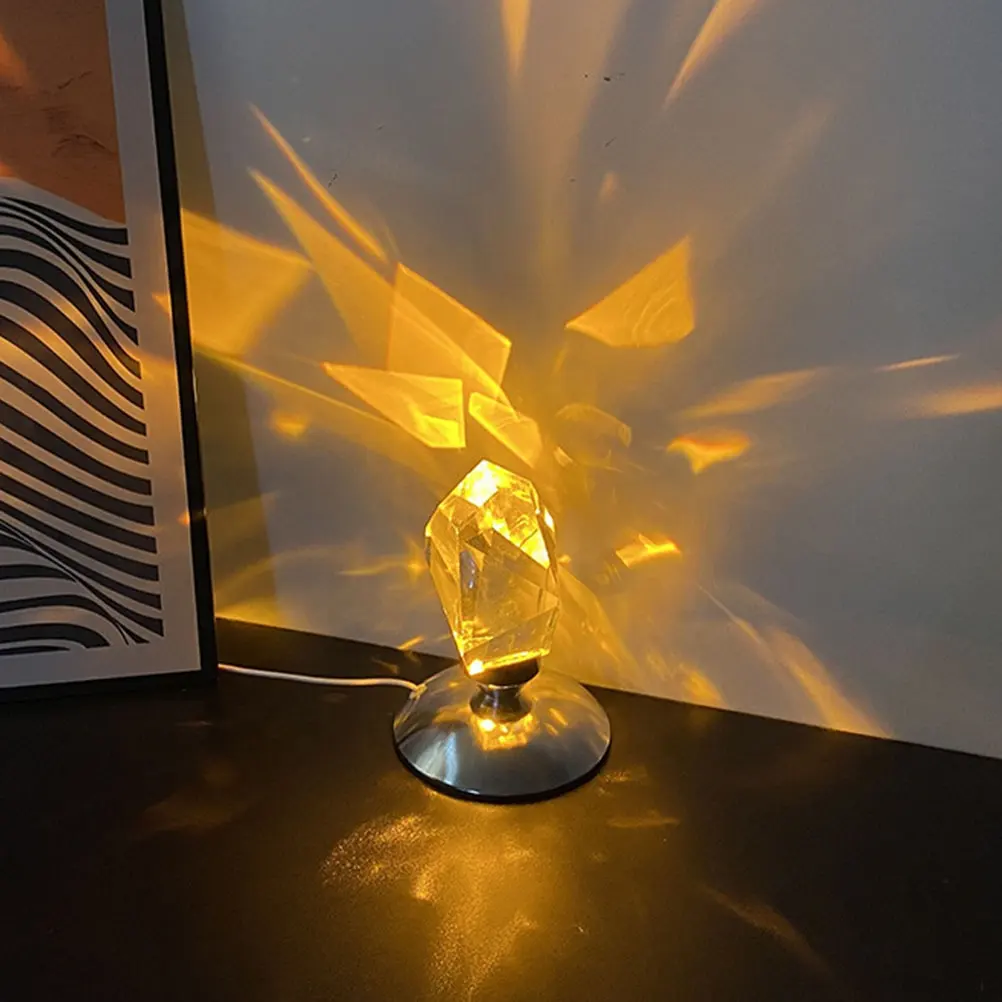 New Rhombus Lights and Shadows K9 Crystal Lamp LED Dimmable Luxury Indoor Decoration Ambient Light Aluminum Crystal Table Lamp