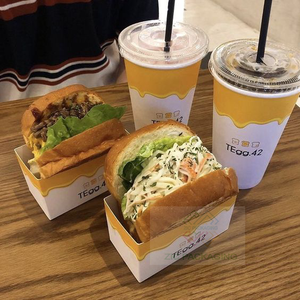 Sıcak satış biyobozunur Fast Food tasfiye sandviç slayt kutu tepsisi suşi şeker kek ekmek Burger kağıt bölücü ile ambalaj kutusu - Product Image 5