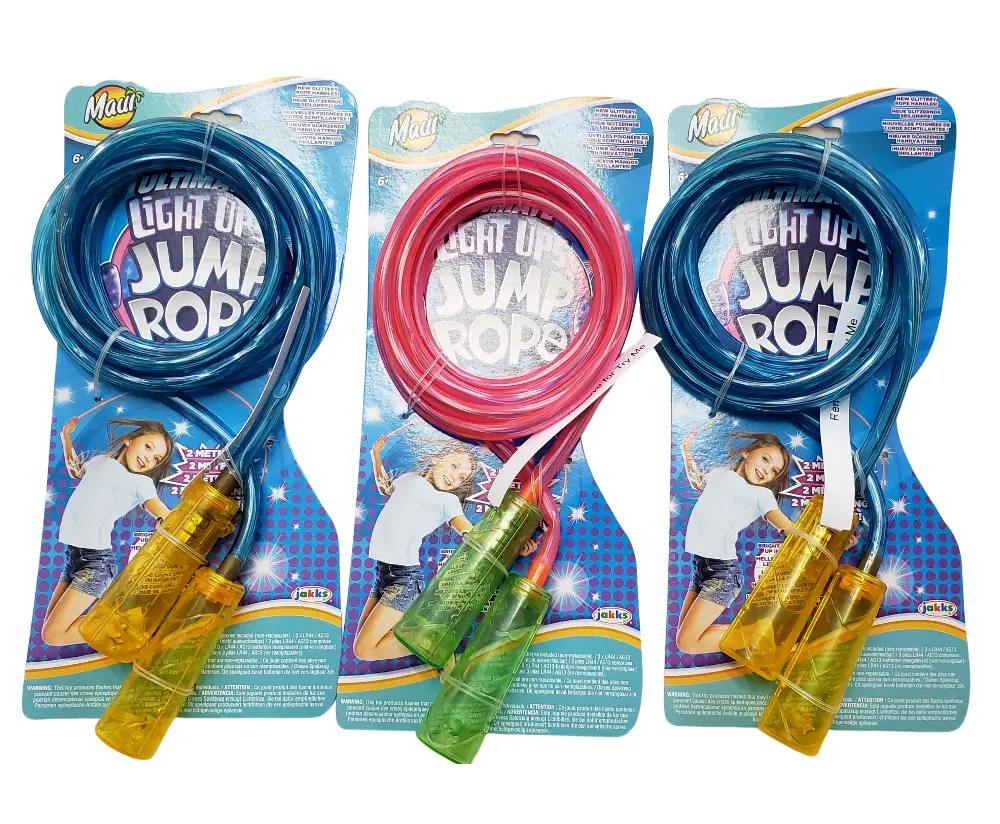 CHILDREN CUSTOMIZED SKIPPING JUMP ROPE WITH LIGHT UP TOYS ON TRANSPARENT HANDLES AND LED ON PVC ROPE KID SPORT TOYS