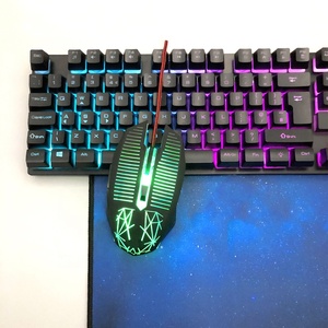 Juego combinado de juegos por cable 3 en 1 con iluminación RGB Ratón óptico Teclado retroiluminado LED para computadoras-Alfombrilla de ratón con interfaz USB - Product Image 2