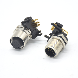 M12 nữ/nam PCB bảng điều khiển gắn kết ổ cắm 4pin/5pin hàng không cảm biến kết nối 90 độ góc bên phải thông tư không thấm nước IP67 12A - Product Image 6