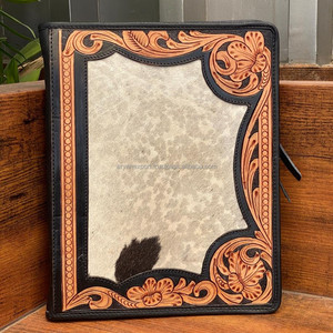 תיק יד מותאם אישית תיק עור Cowhide אמיתי Cowhide נסיעות כיסוי מעור A4 עם קלסרים טבעת