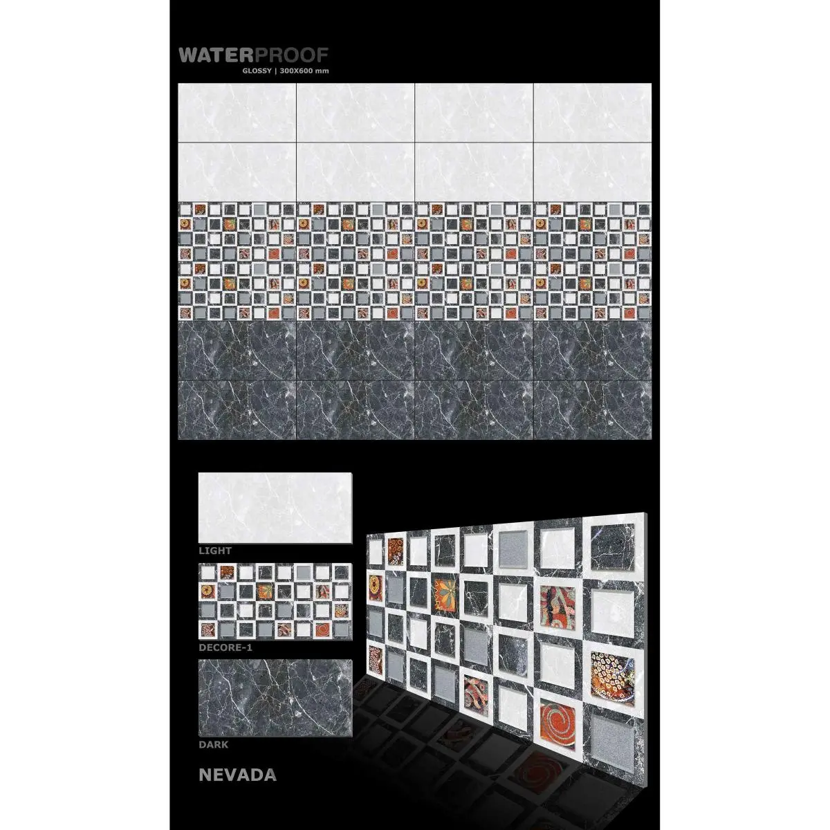 Conjunto de azulejos decorativos, estampa de mármore, barato, 300x600mm, design de cozinha brilhante, 30x60, digital, 12x24, iluminador de parede de banheiro