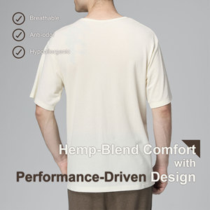 卸売メンズエコフレンドリーTシャツ-Lyocell、ヘンプ & スパンデックスブレンド、ソフト & 通気性ルースフィット