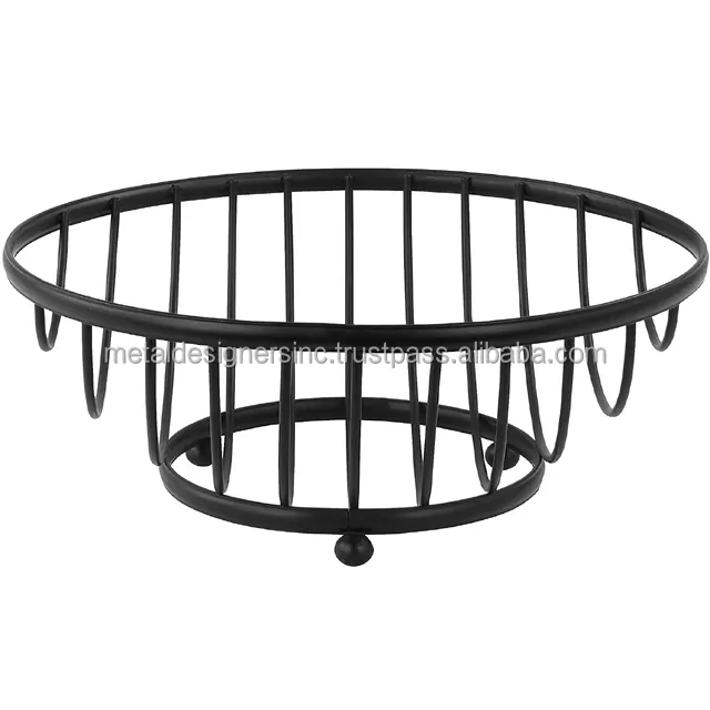 Metal fruit basket small black tableware and kitchenware fruit baskets with metal balls on the base