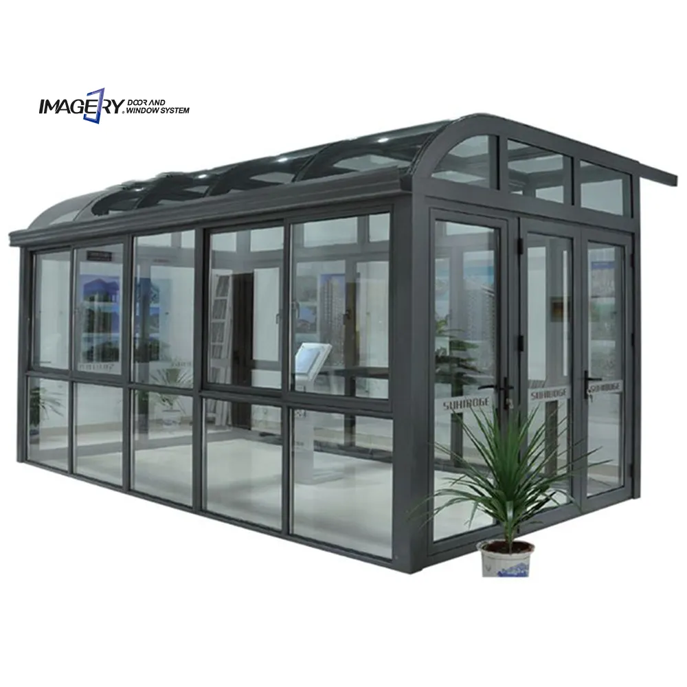 Customized sunroom free standing extension aluminum alloy good quality glass house 4 season winter garden conservatory