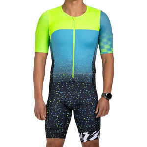 Toptan kısa kollu erkek triatlon yarış kıyafeti yüceltilmiş bisiklet Jersey ile iki cepler koşu sürme yarış Tri olaylar - Product Image 1