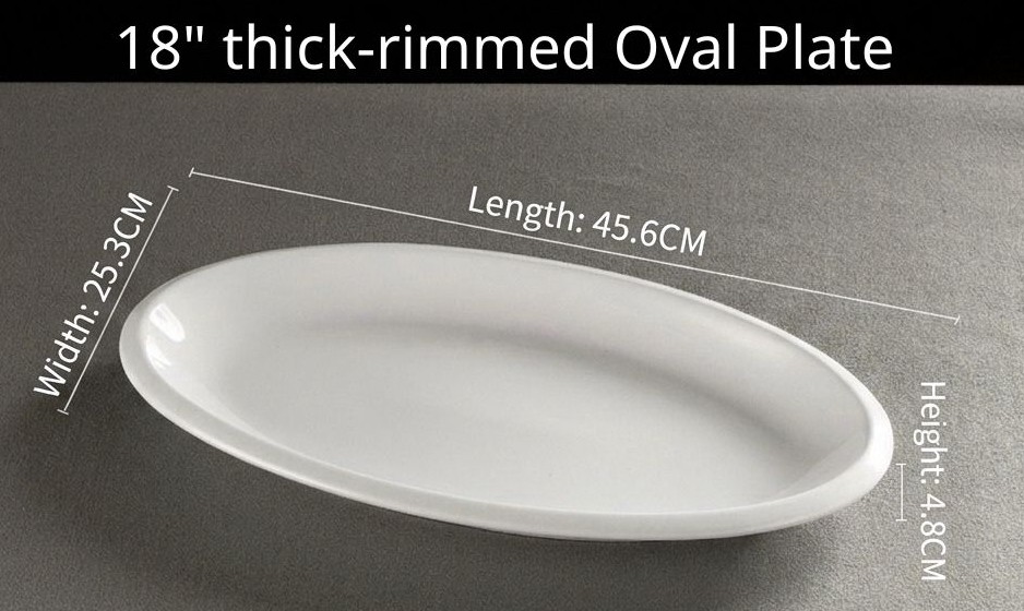 18" thick-rimmed oval Plate