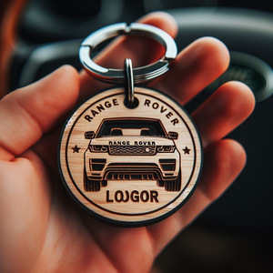 Chaveiro Range Rover de madeira gravado personalizado - Personalizado com seu logotipo para branding promocional e brindes