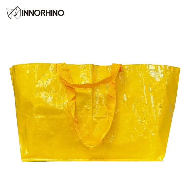 INNORHINO Big Yellow PP tessuto resistente impermeabile promozionale Giveaway Tote Bag Shopping Beach Bag con Logo personalizzato