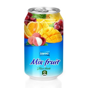 Factory Price OEM 330ml Aluminum Can Fresh <strong>Fruit</strong> <strong>Cocktail</strong> Mix Flavored and Colored Juice in Box and Cup Packaging