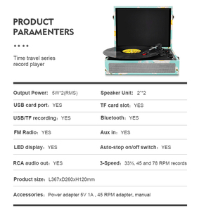 Tocadiscos de estilo clásico Bluetooth con reproductor de CD/USB/entrada AUX/radio FM - Product Image 5