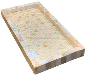 Handmade Luxury Mother of Pearl Tray Beautiful Shell <strong>Inlay</strong> Design for Gifting and Serving - Product Image 2