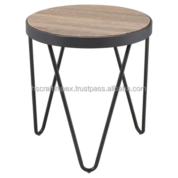 Taburete redondo de metal y madera para asientos taburete de mesa auxiliar con diferentes acabados taburetes de patas