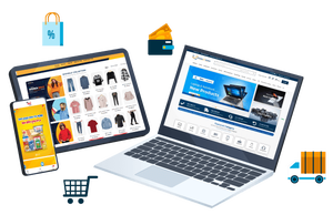 Oferecendo site de comércio eletrônico profissional para vender produtos domésticos inteligentes